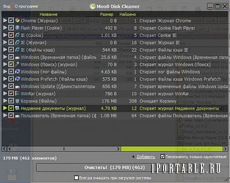 Moo0 DiskCleaner 1.23 Portable - удаление ненужных временных файлов из компьютера