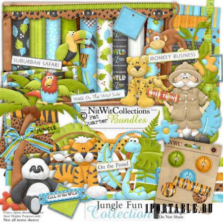 Очаровательный детский скрап-комплект - Весёлые джунгли 