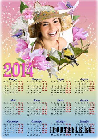 Весенний цветочный календарь с рамкой для фото - Женская красота 