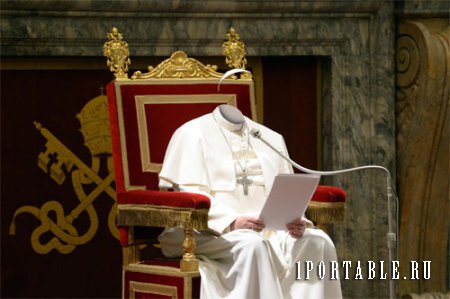  Шаблон для мужчин - Папа римский на кресле в белой сутане 