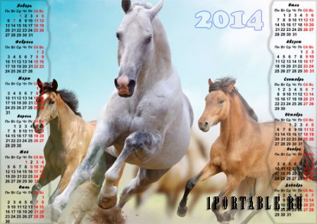  Красивый календарь - Вольные лошади 