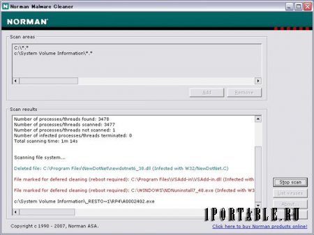 Norman Malware Cleaner 2.08.08 Portable от 11.02.2014 - удаление заражённых файлов