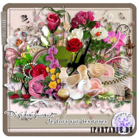 Прекрасный цветочный скрап-комплект - Постель из роз 