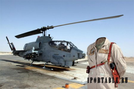 Шаблон для фотошопа - Военный пилот вертолета 