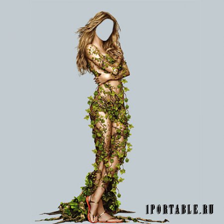  Шаблон для Photoshop - Мисс весна окутана листочками 