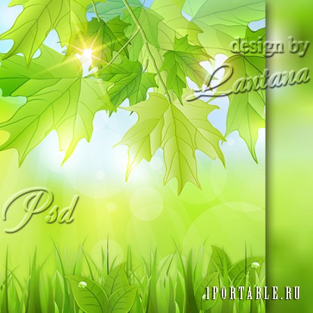 PSD исходник - Весна, лист зеленеет молодой