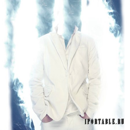  Шаблон для Photoshop - В белом костюме среди дыма 