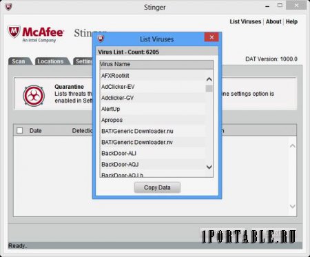 McAfee AVERT Stinger 12.1.0.839 Eng Portable - поиск и удаление вирусов