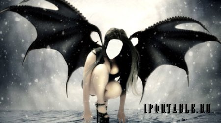  Шаблон для фотошопа - Темный ангел на крыльях ночи 