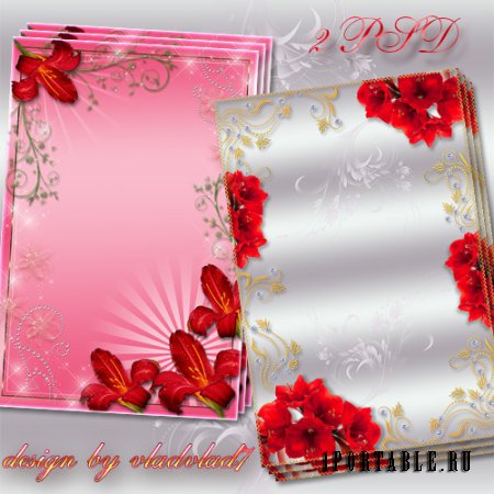 Цветочные фоторамки - Букет красных лилий