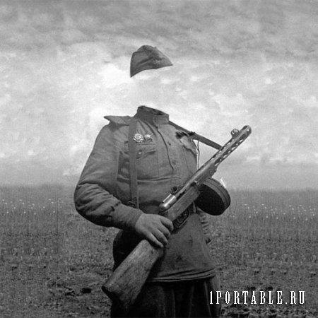  Шаблон для фотомонтажа - Солдат с автоматом СССР 