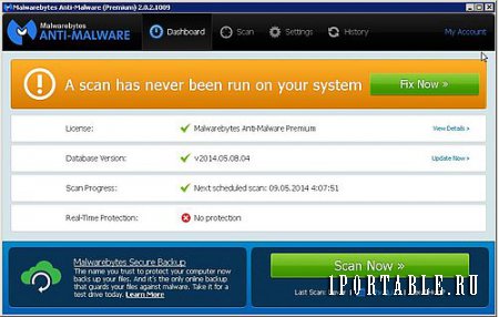 Malwarebytes Anti-Malware 2.0.2.1009 Beta Premium Portable - удаление вредоносных программ