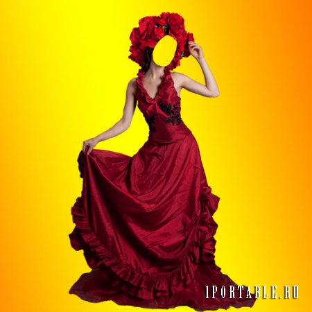  Шаблон psd - Красное платье для девушек 