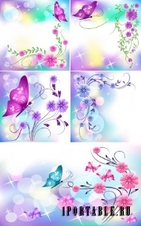 Цветы и бабочки (набор фонов)