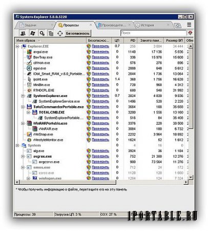 System Explorer 5.8.0.5220 PortableApps - расширенное управление запущенными задачами, процессами