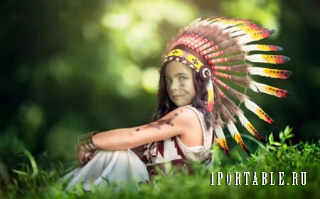  Шаблон для Photoshop - Девочка индеец 
