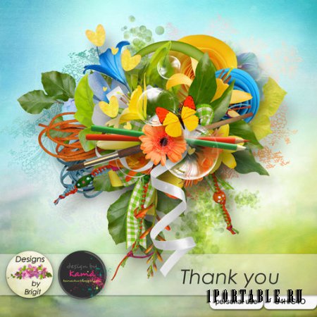 Яркий цветочный скрап-комплект - Благодарю 