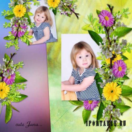 Цветочный скрап-комплект - Yellow Purple 