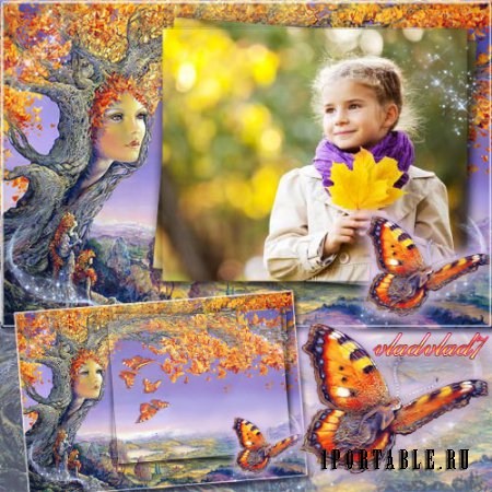 Детская рамка для фотошопа - Золотая осень сказку расскажи