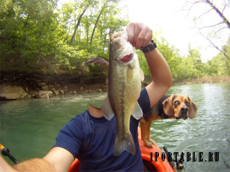  Шаблон для фотомонтажа - На рыбалке в лодке с собакой 