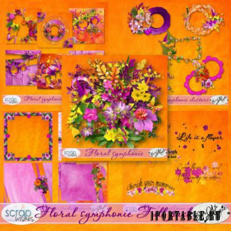 Яркий цветочный скрап-комплект - Цветочная симфония 