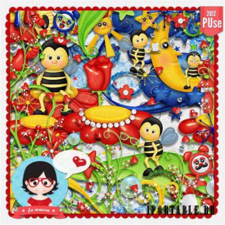 Яркий детский скрап-комплект - Bee Happy Ladybug 