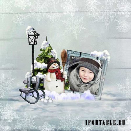 Рисованный зимний скрап-комплект - Зимняя радость 