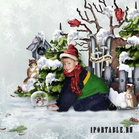Рисованный зимний скрап-комплект - Зимняя радость 