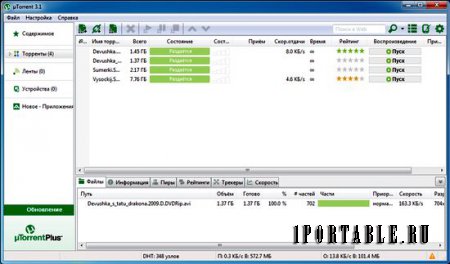 µTorrent 3.4.2.37064 Beta Rus Portable - самый популярный торрент-клиент