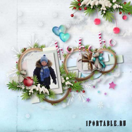 Детский праздничный скрап-комплект - Счастливый Санта 