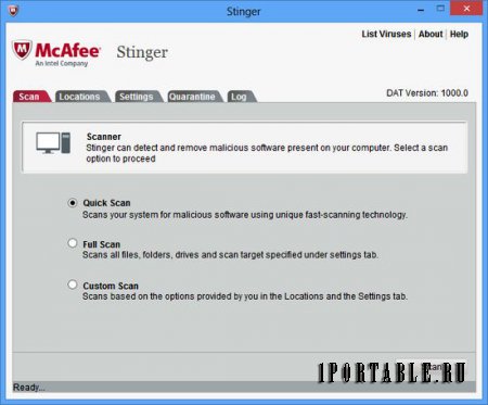 McAfee AVERT Stinger 12.1.0.1254 Eng Portable - поиск и удаление вирусов