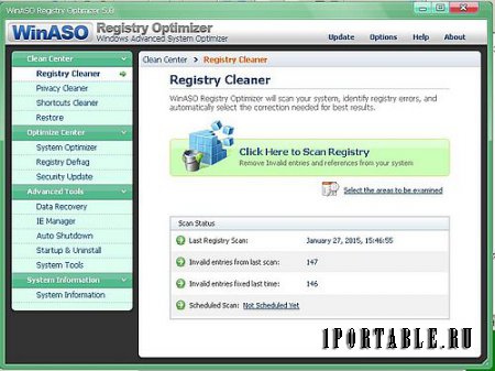 WinASO Registry Optimizer 5.0.0 En Portable - очистка системного реестра 