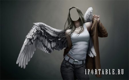  Красивый ангел с крыльями - Photoshop шаблон 