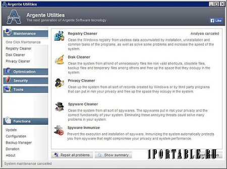 Argente Utilities 1.0.6.5 En Portable - оптимизации и ускорение работы компьютера