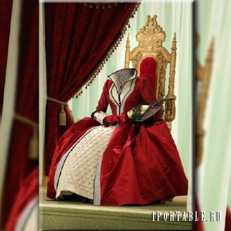  Шаблон для Photoshop - Королева в красном платье 