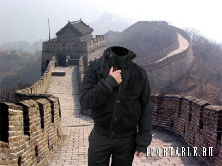  Шаблон для фотошопа - На великой Китайской стене 