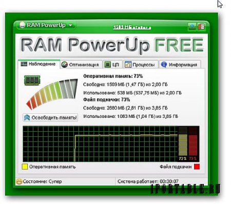 RAM PowerUp FREE 0.1.2.831 Rus Portable - повышение эффективности работы системы