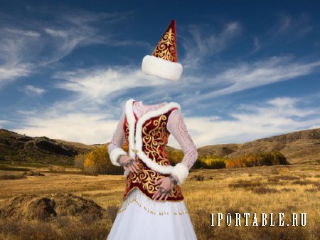  Шаблон женский - В традиционном наряде Казахстана 