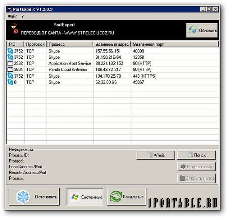 PortExpert 1.3.0.3 Portable - мониторинг процессов, которые используют подключение к сети Интернет