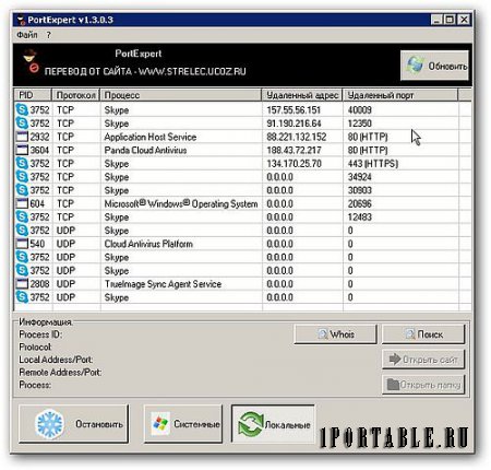 PortExpert 1.3.0.3 Portable - мониторинг процессов, которые используют подключение к сети Интернет