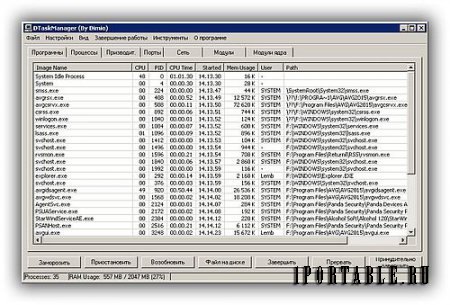 DTaskManager 1.54 Portable - управление приложениями, процессами, модулями