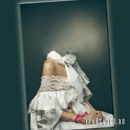  Шаблон psd - В белом платье 