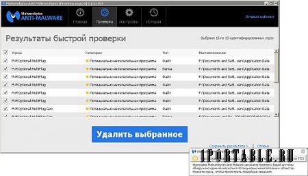 Malwarebytes Anti-Malware Home (Premium) 2.1.8.1057 dc6.08.3014 Portable by PortableAppZ - удаление вредоносных программ 