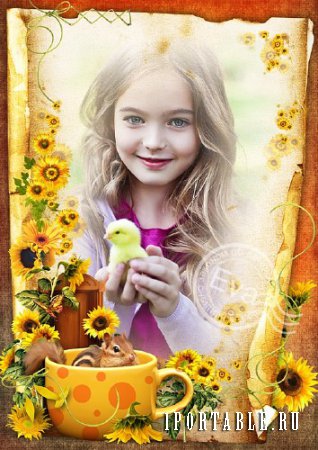  Детская рамочка для фотошопа - Летние солнечные цветы