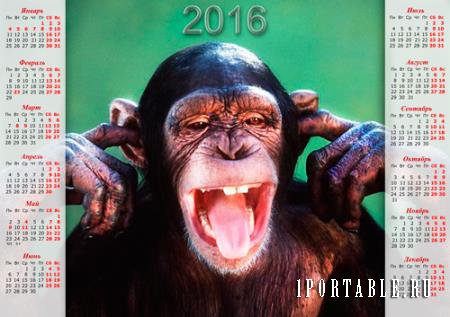 Календарь - Шимпанзе (PNG, PSD)
