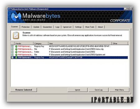 Malwarebytes Anti-Malware (Corporate) 1.80.0.1 Portable by speedzodiac - удаление вредоносных программ