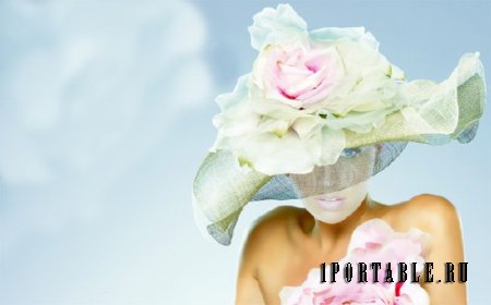  Женский фото шаблон - В красивой шляпке с цветком 