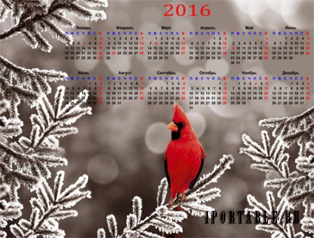 Календарь на 2016 год – Птичка певчая