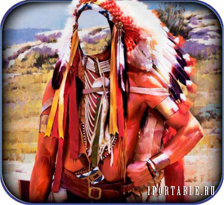 Мужской фото шаблон - Вождь апачей