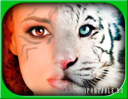 Шаблон фотошоп - Девушка тигр